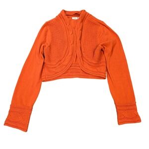 Cato Shrug Cropped Cardigan Women's Size XL Orange Cable Knit Open Front Bolero